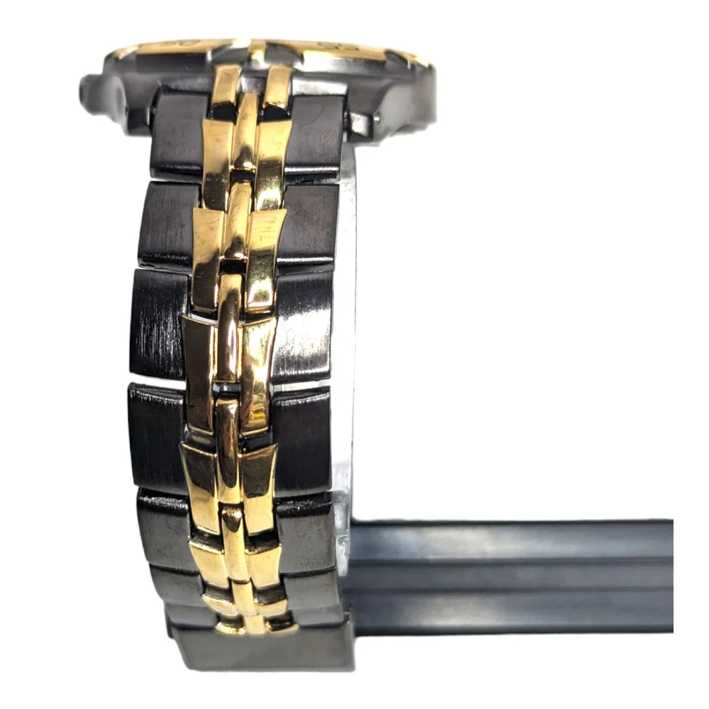 Two Tone Gray Face Silver Dial Men's Quartz Movement‎ Stainless Steel Wristwatch